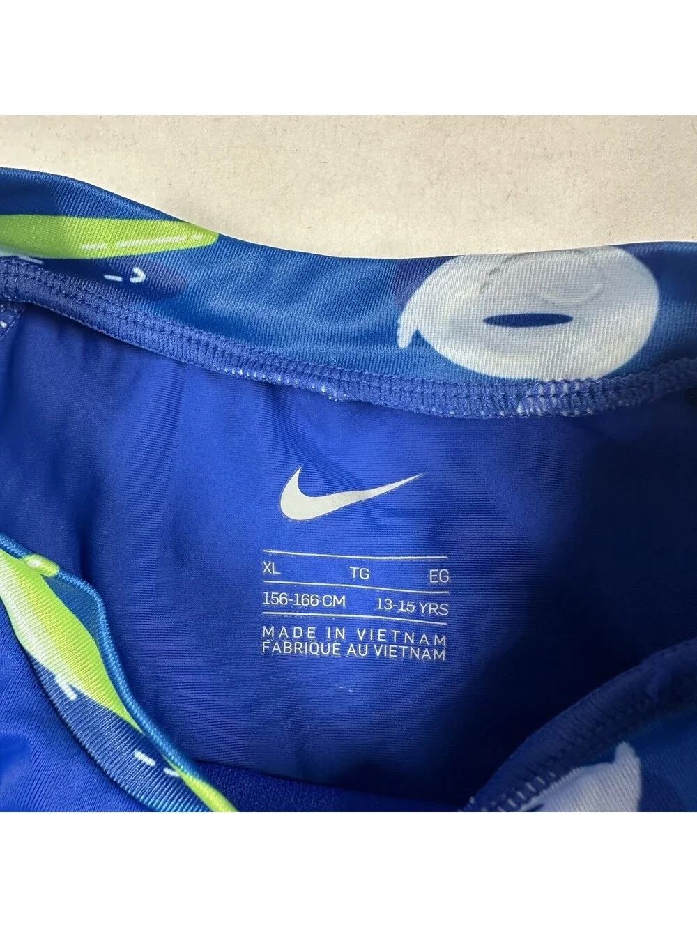 Nike Girl's 2-Piece Pool Party Short Sleeve Crop Rash Guard Blue Unicorn Sz XL